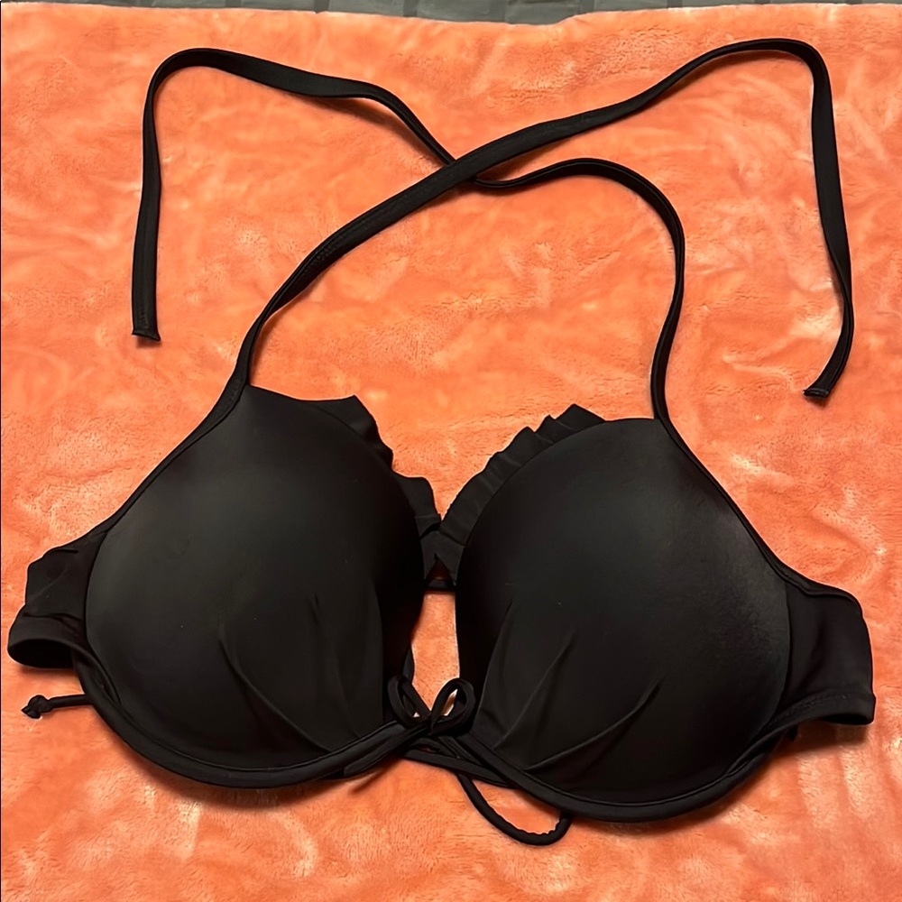 NWOT Victoria secret black push up Bikini Top, padded with underwire